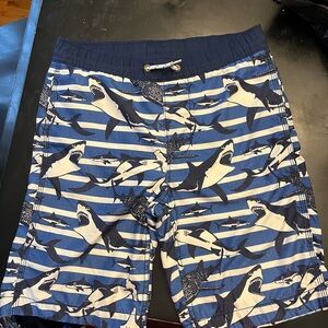GAP Kids Shark Print Swim Trunks - Blue and White